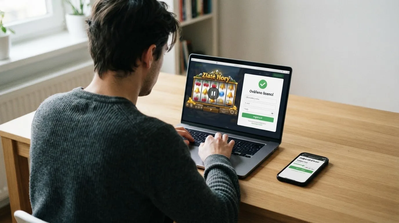Oficiální dokument Ministerstva financí ČR vedle obrazovky s online automatem
