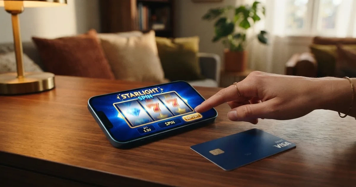 Platební karta Revolut na obrazovce telefonu vedle loga online casina
