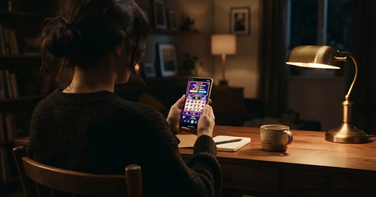 Hráč u mobilu si prohlíží uvítací nabídku českého online casina
